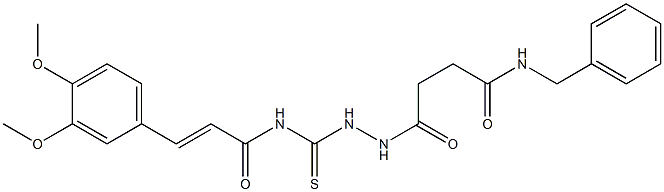 (E)-N-({2-[4-(benzylamino)-4-oxobutanoyl]hydrazino}carbothioyl)-3-(3,4-dimethoxyphenyl)-2-propenamide Struktur