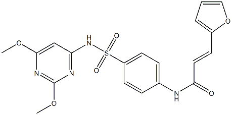 (E)-N-(4-{[(2,6-dimethoxy-4-pyrimidinyl)amino]sulfonyl}phenyl)-3-(2-furyl)-2-propenamide Struktur