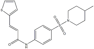 (E)-N-{4-[(4-methyl-1-piperidinyl)sulfonyl]phenyl}-3-(2-thienyl)-2-propenamide Struktur