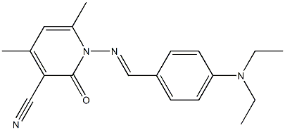 1-({(E)-[4-(diethylamino)phenyl]methylidene}amino)-4,6-dimethyl-2-oxo-1,2-dihydro-3-pyridinecarbonitrile Struktur