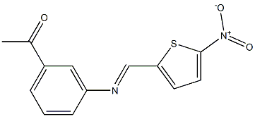 1-(3-{[(E)-(5-nitro-2-thienyl)methylidene]amino}phenyl)-1-ethanone Struktur