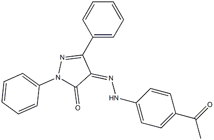 1,3-diphenyl-1H-pyrazole-4,5-dione 4-[N-(4-acetylphenyl)hydrazone] Struktur