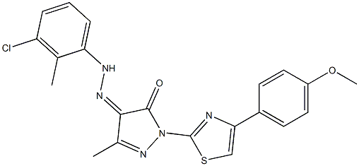 1-[4-(4-methoxyphenyl)-1,3-thiazol-2-yl]-3-methyl-1H-pyrazole-4,5-dione 4-[N-(3-chloro-2-methylphenyl)hydrazone] Struktur