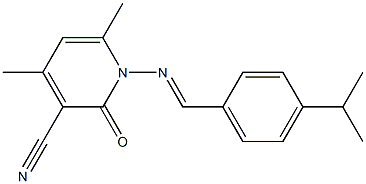 1-{[(E)-(4-isopropylphenyl)methylidene]amino}-4,6-dimethyl-2-oxo-1,2-dihydro-3-pyridinecarbonitrile Struktur