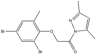 2-(2,4-dibromo-6-methylphenoxy)-1-(3,5-dimethyl-1H-pyrazol-1-yl)-1-ethanone Struktur