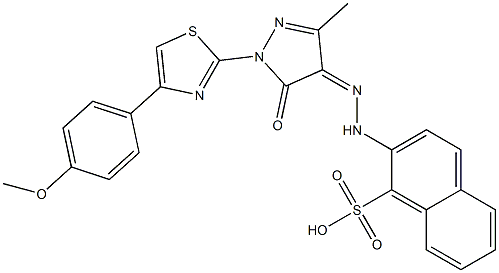 2-(2-{1-[4-(4-methoxyphenyl)-1,3-thiazol-2-yl]-3-methyl-5-oxo-1,5-dihydro-4H-pyrazol-4-ylidene}hydrazino)-1-naphthalenesulfonic acid Struktur