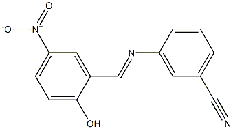 3-{[(E)-(2-hydroxy-5-nitrophenyl)methylidene]amino}benzonitrile Struktur