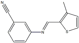 3-{[(E)-(3-methyl-2-thienyl)methylidene]amino}benzonitrile Struktur