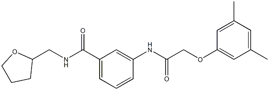 3-{[2-(3,5-dimethylphenoxy)acetyl]amino}-N-(tetrahydro-2-furanylmethyl)benzamide Struktur