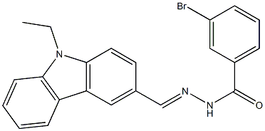 3-bromo-N'-[(E)-(9-ethyl-9H-carbazol-3-yl)methylidene]benzohydrazide Struktur