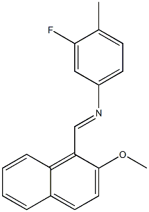 N-(3-fluoro-4-methylphenyl)-N-[(E)-(2-methoxy-1-naphthyl)methylidene]amine Struktur