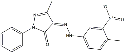 3-methyl-1-phenyl-1H-pyrazole-4,5-dione 4-[N-(4-methyl-3-nitrophenyl)hydrazone] Struktur