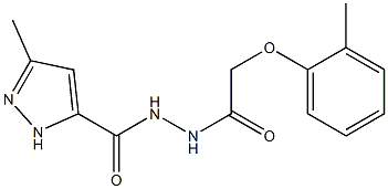 3-methyl-N'-[2-(2-methylphenoxy)acetyl]-1H-pyrazole-5-carbohydrazide Struktur