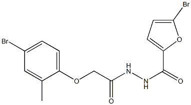 5-bromo-N'-[2-(4-bromo-2-methylphenoxy)acetyl]-2-furohydrazide Struktur