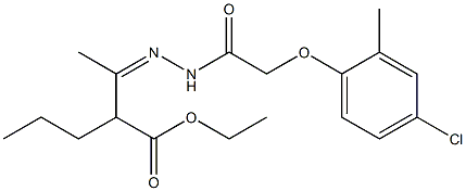 ethyl 2-(1-{(Z)-2-[2-(4-chloro-2-methylphenoxy)acetyl]hydrazono}ethyl)pentanoate Struktur