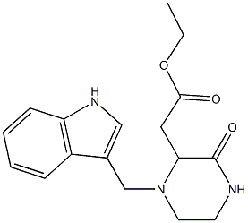 ethyl 2-[1-(1H-indol-3-ylmethyl)-3-oxo-2-piperazinyl]acetate Struktur