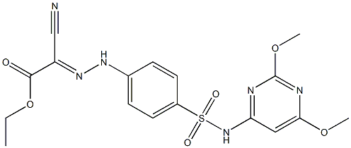 ethyl 2-cyano-2-[(E)-2-(4-{[(2,6-dimethoxy-4-pyrimidinyl)amino]sulfonyl}phenyl)hydrazono]acetate Struktur