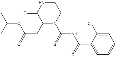 isopropyl 2-(1-{[(2-chlorobenzoyl)amino]carbothioyl}-3-oxo-2-piperazinyl)acetate Struktur