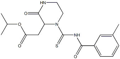 isopropyl 2-(1-{[(3-methylbenzoyl)amino]carbothioyl}-3-oxo-2-piperazinyl)acetate Struktur