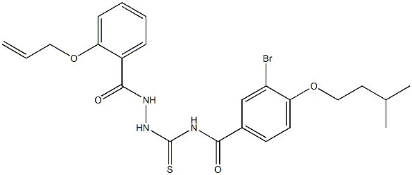 N-({2-[2-(allyloxy)benzoyl]hydrazino}carbothioyl)-3-bromo-4-(isopentyloxy)benzamide Struktur