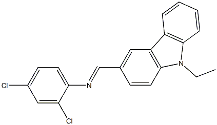 2,4-dichloro-N-[(E)-(9-ethyl-9H-carbazol-3-yl)methylidene]aniline Struktur