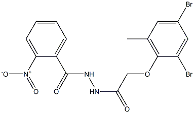 N'-[2-(2,4-dibromo-6-methylphenoxy)acetyl]-2-nitrobenzohydrazide Struktur