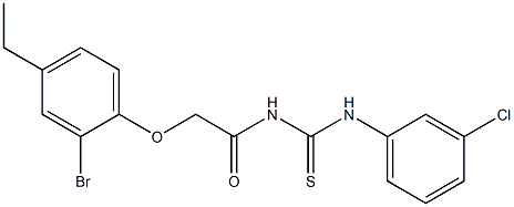 N-[2-(2-bromo-4-ethylphenoxy)acetyl]-N'-(3-chlorophenyl)thiourea Struktur