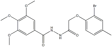 N'-[2-(2-bromo-4-methylphenoxy)acetyl]-3,4,5-trimethoxybenzohydrazide Struktur