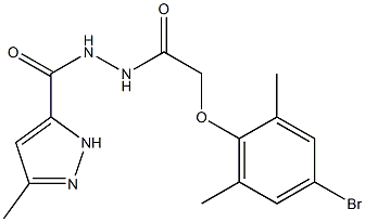 N'-[2-(4-bromo-2,6-dimethylphenoxy)acetyl]-3-methyl-1H-pyrazole-5-carbohydrazide Struktur