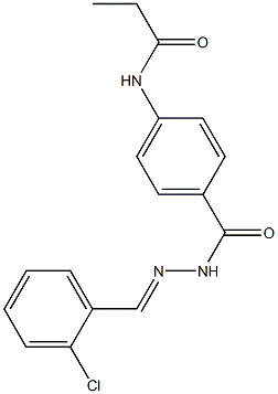 N-[4-({2-[(E)-(2-chlorophenyl)methylidene]hydrazino}carbonyl)phenyl]propanamide Struktur