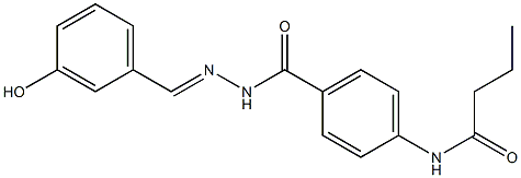 N-[4-({2-[(E)-(3-hydroxyphenyl)methylidene]hydrazino}carbonyl)phenyl]butanamide Struktur