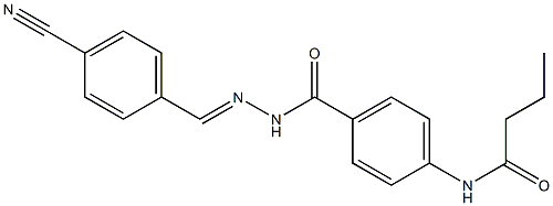 N-[4-({2-[(E)-(4-cyanophenyl)methylidene]hydrazino}carbonyl)phenyl]butanamide Struktur