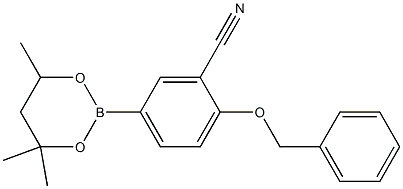 2-Benzyloxy-5-(4,4,6-trimethyl-1,3,2-dioxaborinan-2-yl)benzonitrile Struktur