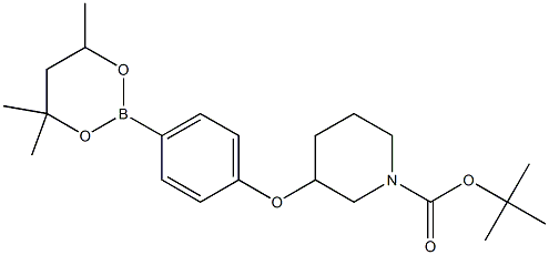 tert-Butyl 3-[4-(4,4,6-trimethyl-1,3,2-dioxaborinan-2-yl)phenoxy]piperidine-1-carboxylate Struktur