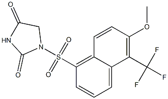 1-[[5-(Trifluoromethyl)-6-methoxy-1-naphtyl]sulfonyl]imidazolidine-2,4-dione Struktur