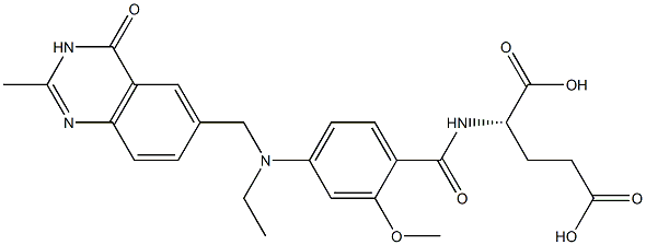 (2S)-2-[2-Methoxy-4-[N-[(3,4-dihydro-2-methyl-4-oxoquinazolin)-6-ylmethyl]-N-ethylamino]benzoylamino]glutaric acid Struktur