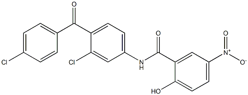 2-Hydroxy-5-nitro-N-[3-chloro-4-(4-chlorobenzoyl)phenyl]benzamide Struktur