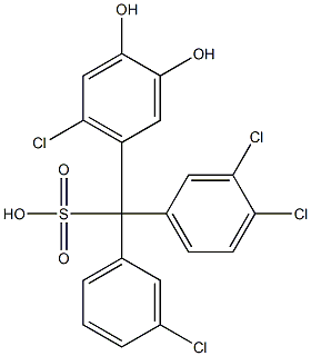 (3-Chlorophenyl)(3,4-dichlorophenyl)(6-chloro-3,4-dihydroxyphenyl)methanesulfonic acid Struktur