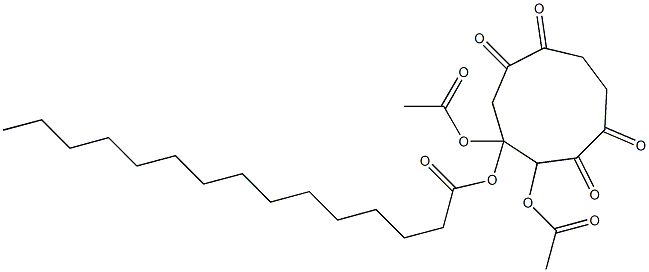 2,3-Bis(acetyloxy)-1,5-dioxa-6,9-dioxo-3-pentadecanoyloxycyclononane Struktur