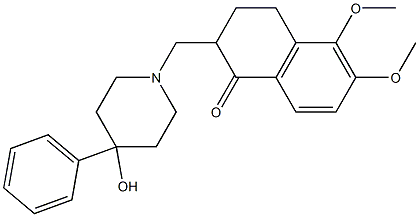 3,4-Dihydro-2-[(4-hydroxy-4-phenylpiperidin-1-yl)methyl]-5,6-dimethoxynaphthalen-1(2H)-one Struktur