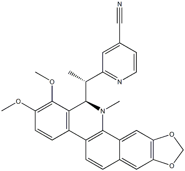 (13R)-13-[(S)-1-(4-Cyano-2-pyridinyl)ethyl]-12-methyl-1,2-dimethoxy-12,13-dihydro[1,3]benzodioxolo[5,6-c]phenanthridine Struktur