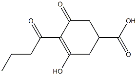 4-Butyryl-3-hydroxy-5-oxo-3-cyclohexene-1-carboxylic acid Struktur