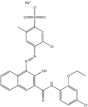 3-Chloro-6-methyl-4-[[3-[[(4-chloro-2-ethoxyphenyl)amino]carbonyl]-2-hydroxy-1-naphtyl]azo]benzenesulfonic acid sodium salt Struktur