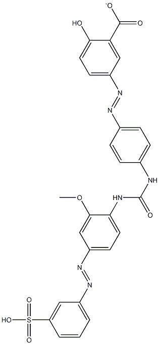 2-Hydroxy-5-[[4-[[[[2-methoxy-4-[(3-sulfophenyl)azo]phenyl]amino]carbonyl]amino]phenyl]azo]benzoate Struktur