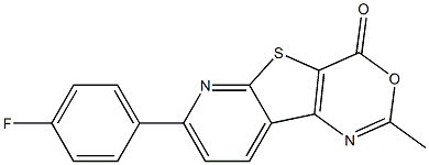 2-Methyl-7-(4-fluorophenyl)-4H-pyrido[3',2':4,5]thieno[3,2-d][1,3]oxazin-4-one Struktur