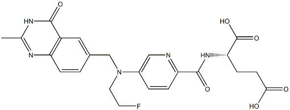 (2S)-2-[5-[N-(2-Fluoroethyl)-N-[[(3,4-dihydro-2-methyl-4-oxoquinazolin)-6-yl]methyl]amino]-2-pyridinylcarbonylamino]glutaric acid Struktur