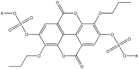 2,7-Bis(potassiooxysulfonyloxy)-3,8-dipropoxy[1]benzopyrano[5,4,3-cde][1]benzopyran-5,10-dione Struktur