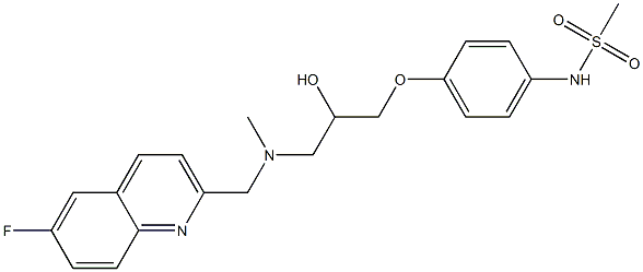 N-[4-[2-Hydroxy-3-[N-(6-fluoro-2-quinolinylmethyl)methylamino]propyloxy]phenyl]methanesulfonamide Struktur