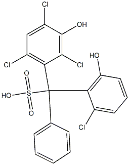 (2-Chloro-6-hydroxyphenyl)(2,4,6-trichloro-3-hydroxyphenyl)phenylmethanesulfonic acid Struktur