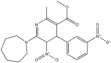 4,5-Dihydro-2-methyl-4-(3-nitrophenyl)-6-[(hexahydro-1H-azepin)-1-yl]-5-nitronicotinic acid methyl ester Struktur